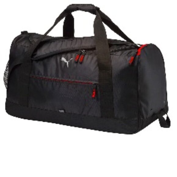 BNWT PUMA holdall duffel in black with red accents - Picture 1 of 3